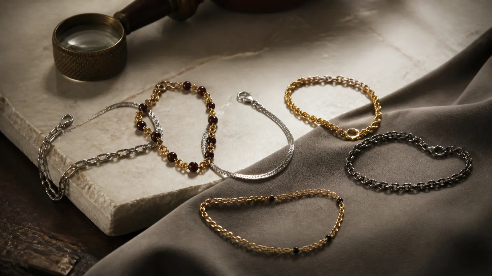 Editorial still life for Best Chain Bracelets for Layering Without Identical Recommendations