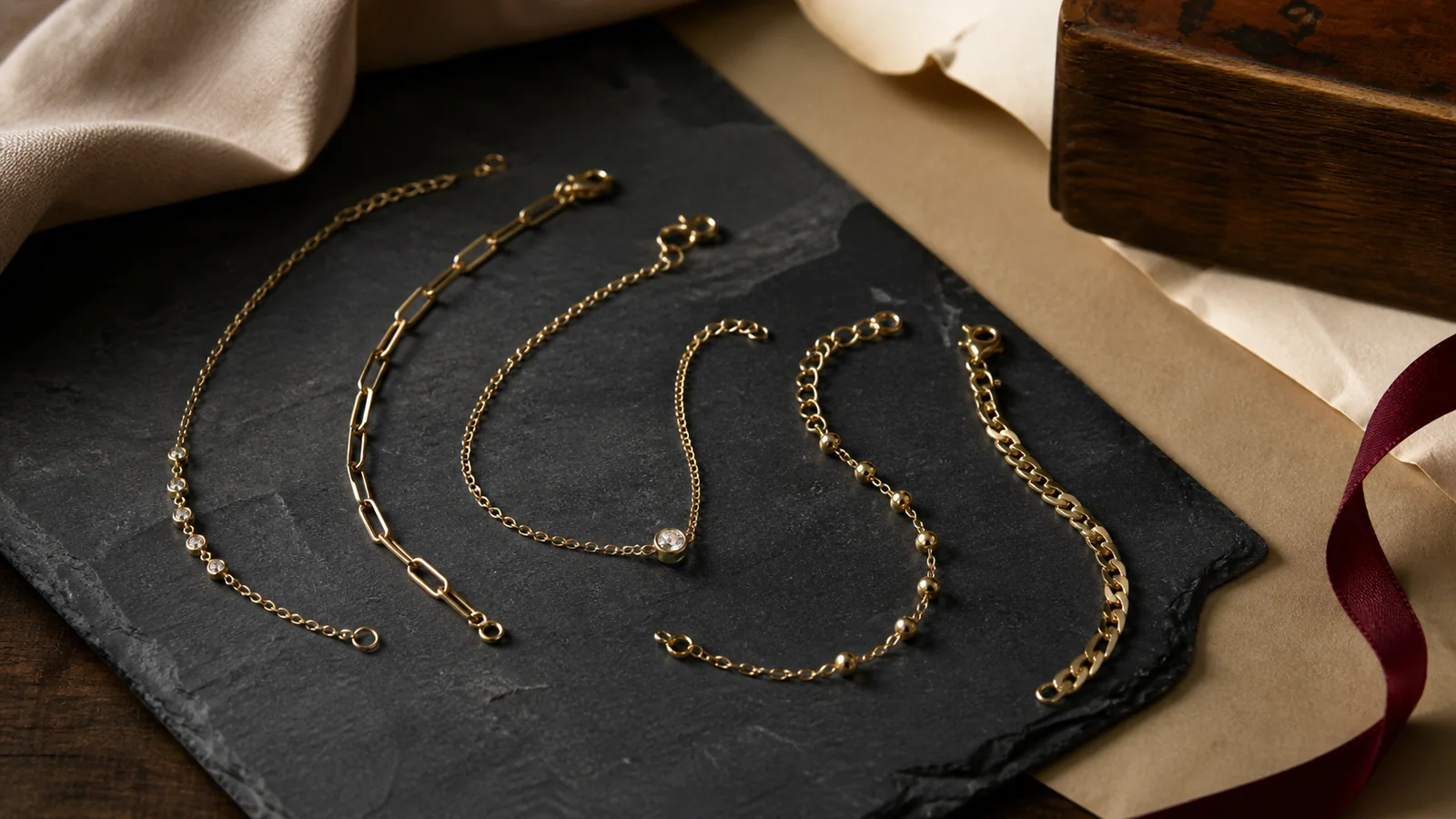 Editorial still life for Best Gold Bracelets for Small Wrists With Stated Usable Lengths