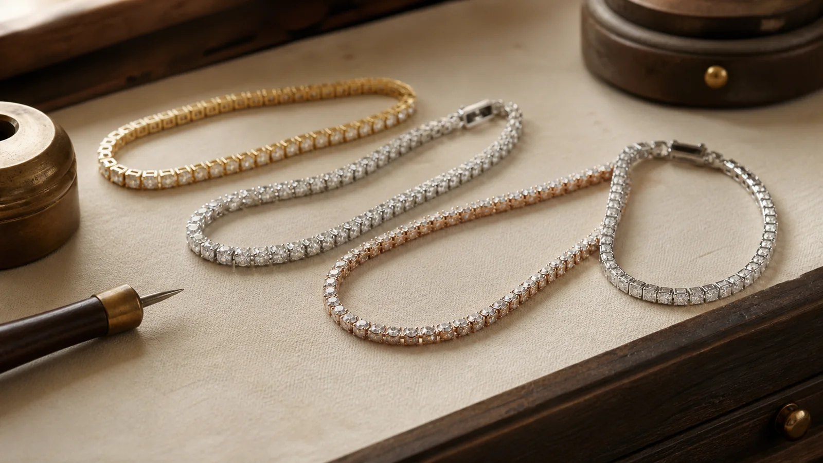 Editorial still life for Best Tennis Bracelets With Documented Setting and Warranty Information