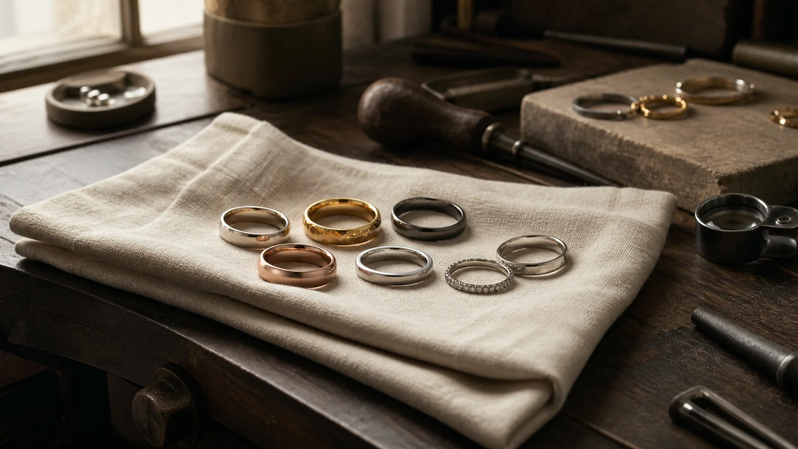 Editorial still life for Best Wedding Bands for Buyers Who Prioritise Resizing and Aftercare