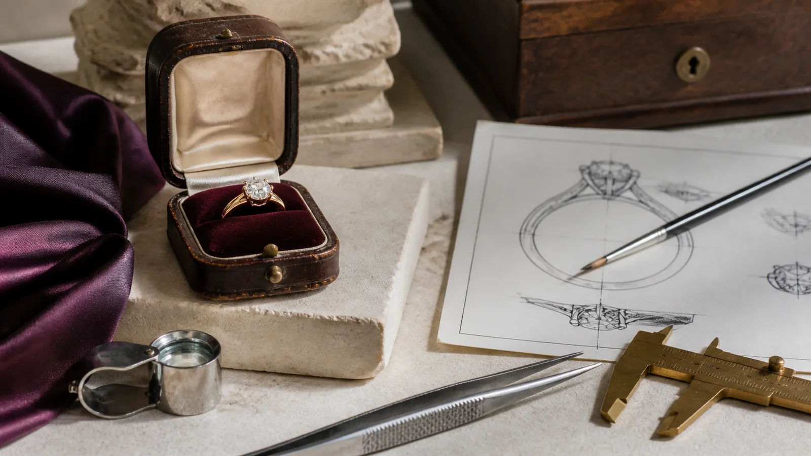Editorial still life for Online Bespoke Jewellers Reviewed: Design Approval, Deposits and Change Control