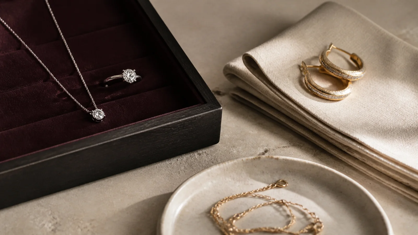Editorial still life for Retailer Warranty vs Jewellery Insurance: Different Problems, Different Protection