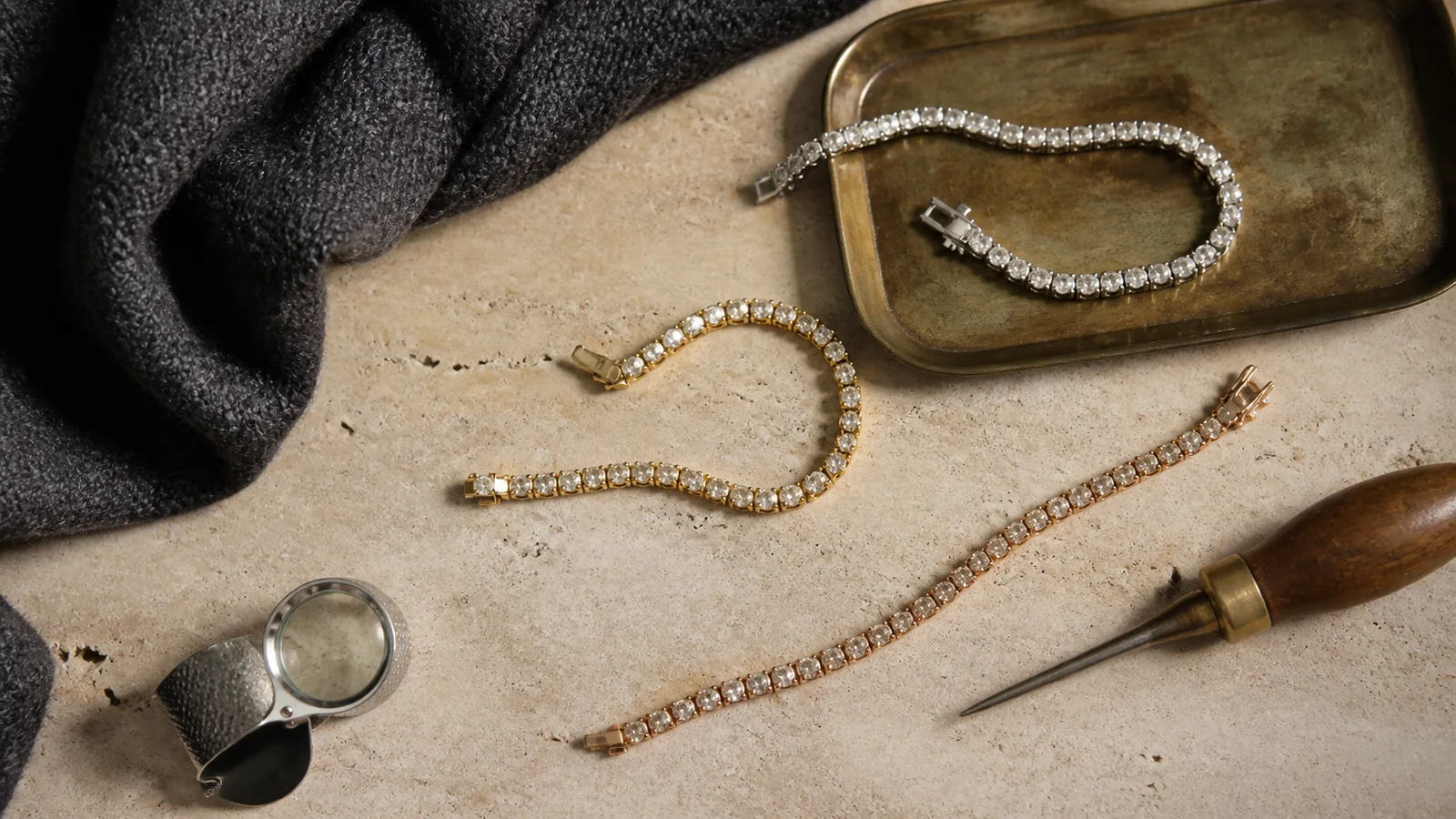Editorial still life for Tennis Bracelets Reviewed: Setting Security, Flexibility and Warranty Support